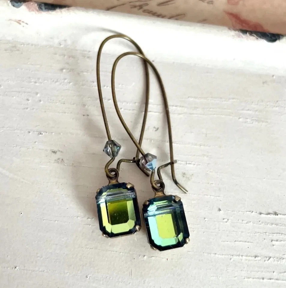 Pendientes de Cristal de Swarovski Sahara De Colección Nuevos⭐⭐⭐Hechos a Mano en CA 2.5" ¡ENVÍO GRATUITO!! Foto 1 de 4