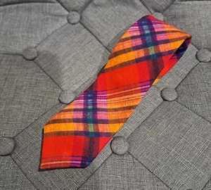 TED BAKER London Mens 100% silk Wool Neck Tie Plaid 60" x 3" Made In USA - Picture 1 of 6