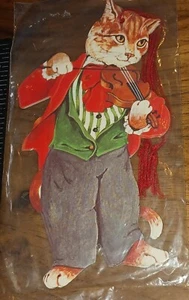 Vintage Gordon Fraser, Katze, spielende Violine Ornamente, Etiketten, 1 Packung mit 4, (bx01-1) - Bild 1 von 6