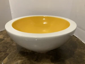 Unique Stoneware Double Wall Serving /Mixing Bowl White Yellow 12”x 5” The Egg - Picture 1 of 10