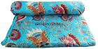 Mukut Print Gift For Her Vintage Reversible Queen Size Kantha Home Decor Bedding
