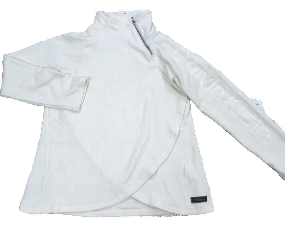 Moletom Calvin Klein Feminino Médio Off White Suéter PullOver de Lã Soletrar - Imagem 1 de 4