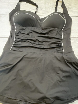 Nip Tuck Swim Dress One Piece Black White Swimsuit 12 Slimming Multi Fit Cup - Image 1 of 4