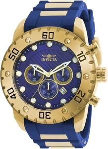 Invicta Men's Pro Diver Quartz Chronograph Blue & Gold Polyurethane Watch 20280 - Picture 1 of 5
