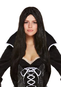 Halloween Ladies Wig, Long Black Witch Fancy Dress Wig Cosplay - Picture 1 of 1