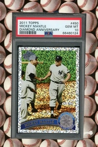 2011 TOPPS #450 MICKEY MANTLE DIAMOND ANNIV SP PSA 10 - Picture 1 of 2