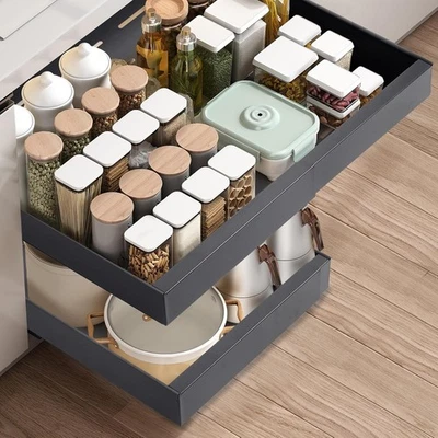 Pameil Pull out Cabinet Organiser, Slide Drawers for Kitchen Dark Gray  - Image 1 of 4