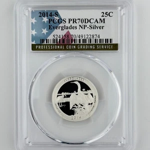 Everglades Silver Quarter PR 70 DCAM PCGS 2014 Best Top Grade NP 25c USA Flag - Picture 1 of 8