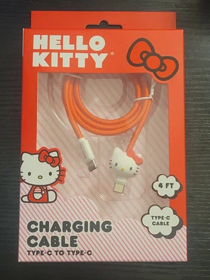 Cable de carga Hello Kitty Sanrio Hello Kitty 4' rojo tipo C a tipo C nuevo en caja NUEVO Foto 1 de 2