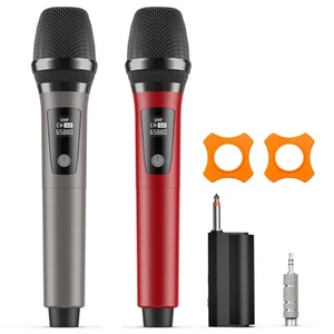 Wireless Microphones, Professional Dual Karaoke Microphones, Wireless Dynamic... - Picture 1 of 7