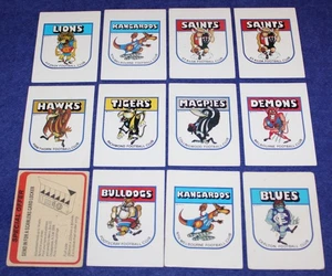 1981 Scanlens VFL Check Lists x 12 + 1979 x 1 - Used Condition, Marked - Picture 1 of 2