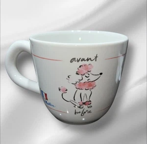 Le Madeleine French Poodle Mug Mon Cafe Pink & White Before After Coffee 16 oz. - Picture 1 of 4