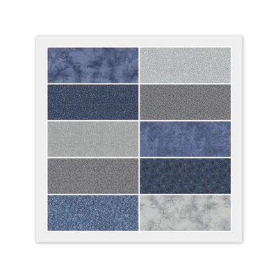 BLUE & GRAY 100% Cotton Fabric - 10 FAT QUARTERS or 20 Strip JELLY ROLL - Image 1 of 4