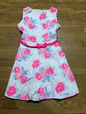 Place est. Vestido 1989, niñas jóvenes talla 10, rosa azul verde blanco, floral Foto 1 de 4