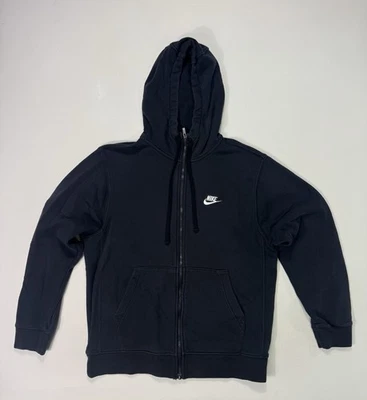 Nike Sportswear Club Men's Medium Full Zip Hoodie Black BV2645-010 Pockets - Image 1 of 4