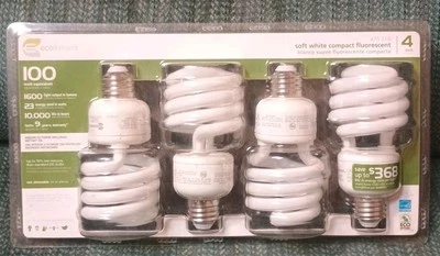 EcoSmart Light Bulbs Soft White Compact Fluorescent 100W Spiral 4 Pack (NIP) - Image 1 of 4