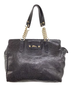 Longchamp Hand Bag Tote Purse Chain Black Authentic - Picture 1 of 24