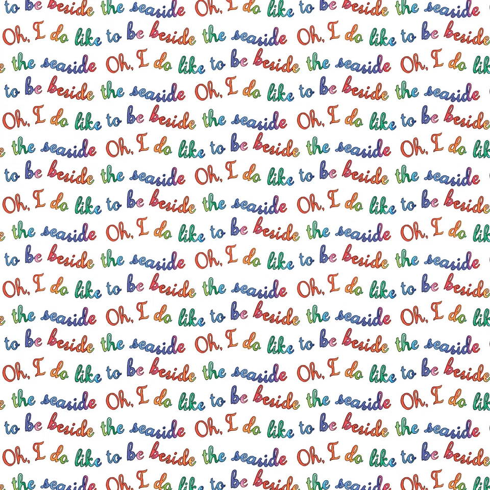 Nautical Fabric | Sea La Vie Beside the Seaside Word White | Michael Miller YARD - Image 1 of 1