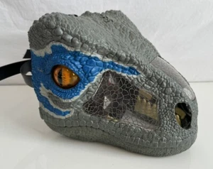 2017 MATTEL Jurassic World Park Chomp N Roar Blue Raptor Dinosaur Mask Works! - Picture 1 of 6