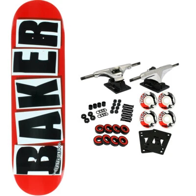Baker Skateboard Completo Marca Logo Rojo/Negro 8.38' Crudo Camiones Ruedas Blancas Foto 1 de 4