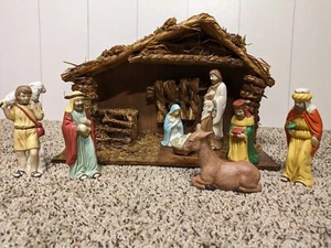 Estudio 5 Belén de Navidad Establo de Madera Set de 8 Piezas Bisque Porcelana  - Imagen 1 de 7