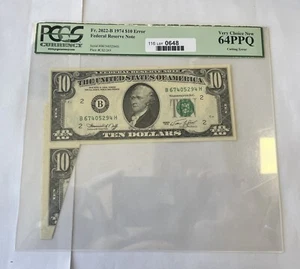 1974 $10 FRN Error Note PCGS GEM New 64 PPQ Cutting Error - Picture 1 of 2