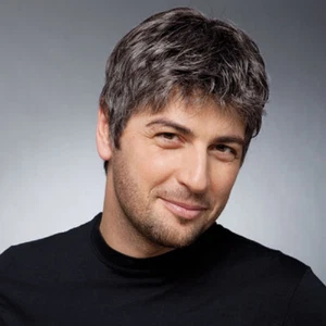 Mens Black Brown Mix Silver Gray Short Hair Wigs Daily Synthetic Natural Cosplay - Picture 1 of 9