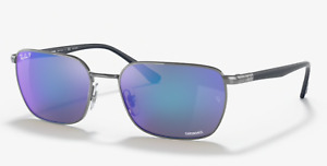 New Ray-Ban RB 3684-CH 004/4L 58-18 Blue Mirror Polarized CHROMANCE Sunglasses