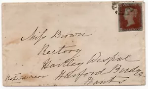 1841 QV FINE 1d PENNY RED MX MALTESE CROSS ON LETTER READING TO PLYMOUTH PG - Picture 1 of 3