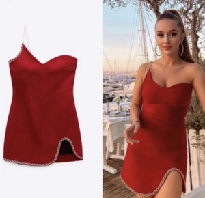 Bloggers favorite zara tweed diamond chain shoulder dress SZ XS,S,M - Picture 1 of 22