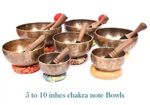 5-10 Full Moon Singing Bowl set of 7 professional sound Healing Chakra note tune - Picture 1 of 6