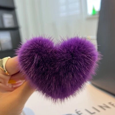 Mujeres Niñas Lindo Anillo de Pelo de Piel de Visón Real en Forma de Corazón Cuerda para el Cabello Accesorios para el Cabello Foto 1 de 4