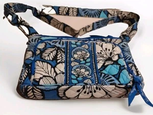 Vera Bradley Blue Floral Quilted Handbag Hipster Shoulder Crossbody Bag Used - Picture 1 of 11