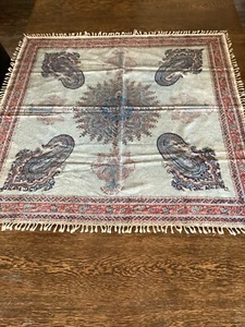 Antique Persian tablecloth Woodblock Hand 38x38” Printed Cotton Isfahan - Picture 1 of 6