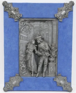VINTAGE PEWTER CAST IRON WALL PLAQUE VICTORIAN ART SCULPTURE RELIEF 15" - Picture 1 of 10
