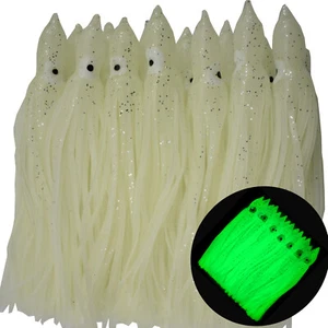 50pc Luminous Octopus Squid Skirt Lure Glow Soft Bait Hoochies Fishing Lure Bait - Picture 1 of 3