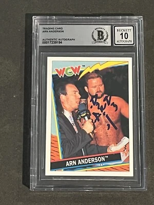ARN ANDERSON 1992 TOPPS UK WCW SIGNED AUTOGRAPHED CARD BAS AUTHENTIC GEM MINT 10 - Image 1 of 2