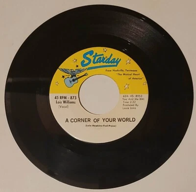 RARE Lois Williams "A Corner of Your World/He's The Man" 45 PROMO - Image 1 of 2