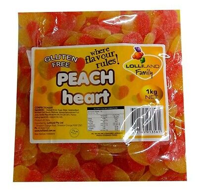 Lolliland Sour Peach Hearts (1kg Bag) • 8.43$