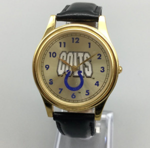 Vintage Indianapolis Colts Watch Men Gold Tone NFL Football 37mm New Battery