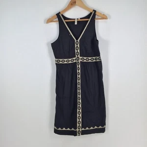 Piper womens dress size 8 fit flare black sleeveless Vneck zip cotton 044557 - Picture 1 of 10