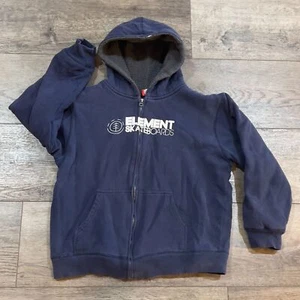 Vintage Y2K Element Skateboards Brand Full Zip Hooded Sherpa Jacket Kids Large - Picture 1 of 6