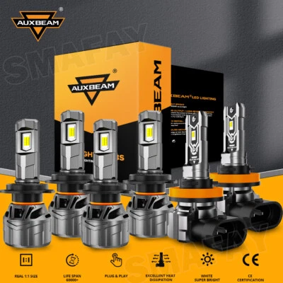 For Porsche Cayenne 2004 - 2014 AUXBEAM Canbus 6500K LED Headlights High Low Fog - Image 1 of 4