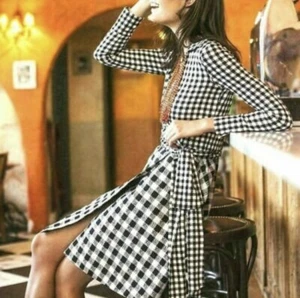 4 6 NEW DVF Diane von Furstenberg AMELIANA Check Print Wrap Dress - Picture 1 of 14