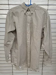 Camisa Orvis Para Hombre Talla M Manga Larga Con Botones Beige Tostado Cuadros Mediana - Imagen 1 de 3