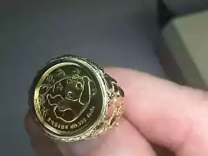 Without Stone Fancy Panda Coin Band Ring Collection In 14k Yellow Gold Plated - Picture 1 of 5