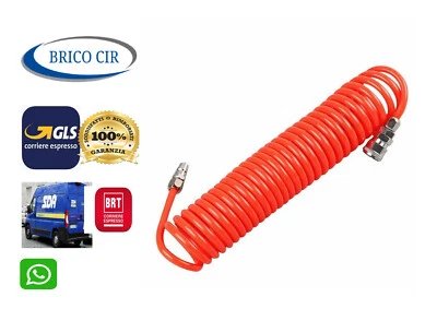 TUBO ARIA COMPRESSA FLESSIBILE PER COMPRESSORE 8 METRI RACCORDO SPIRALE  - Immagine 1 di 4