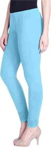 Damen Baumwolle Churidar Legging extra lang solide einfache Hose tägliche Kleidung himmelblau - Bild 1 von 3