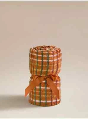 ORANGE CHECK SUPER SOFT THROW BLANKET 120x150cm BRAND NEW - Image 1 of 3