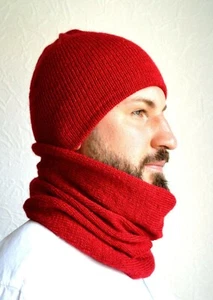 Cashmere fatto a mano - soffice cappello da uomo mohair e sciarpa da snood - Foto 1 di 5
